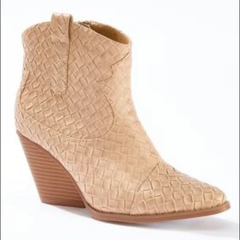 Cato | Woven Effect Western Booties Boho Western Size 10 - Picture 2 of 3